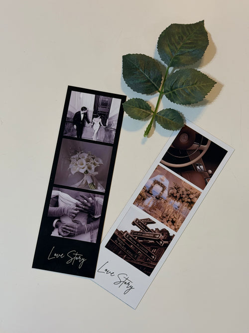 Love Story Photo Strip Magnet | 3-Photo Keepsake Gift | Black Envelope + Gold Wax Seal | 2.75x8