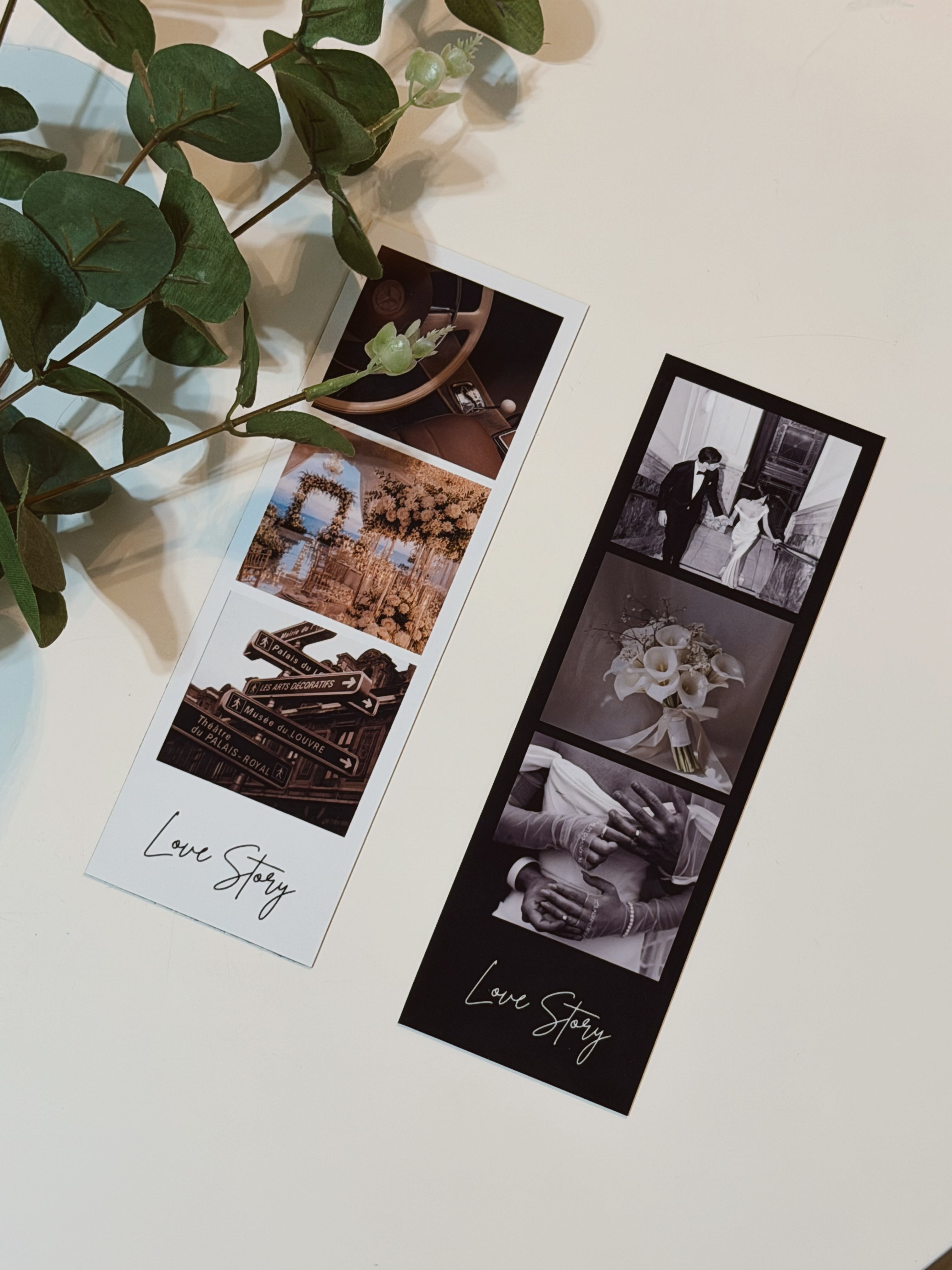 Love Story Photo Strip Magnet | 3-Photo Keepsake Gift | Black Envelope + Gold Wax Seal | 2.75x8