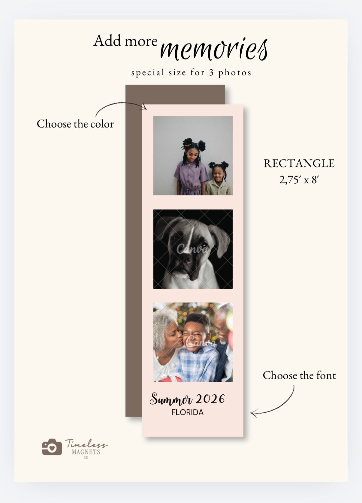 Love Story Photo Strip Magnet | 3-Photo Keepsake Gift | Black Envelope + Gold Wax Seal | 2.75x8